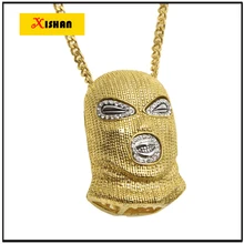 XS917 Mens Hip Hop Heló Hacia Fuera El color del Oro Goon Máscara de Esquí Colgante W/36 “Franco hombres colgantes collares joyería al por mayor