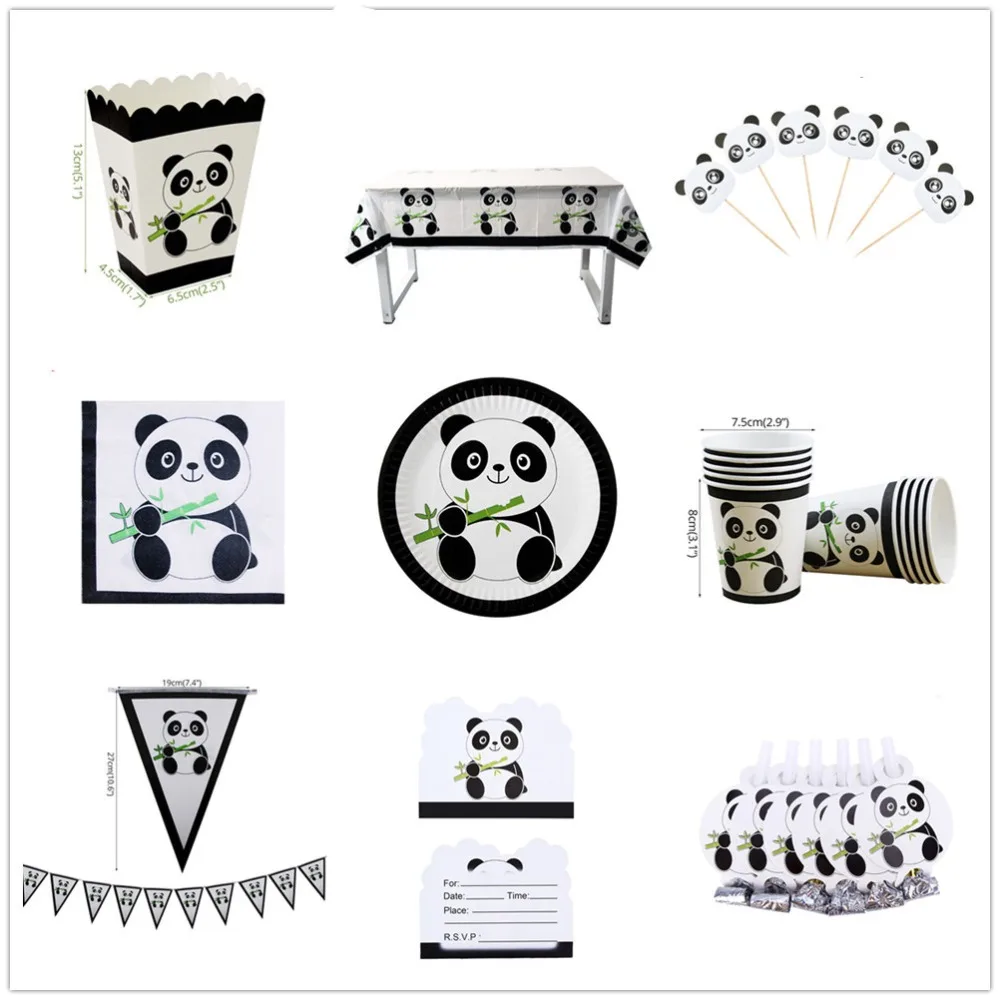 

Cartoon Panda Theme Birthday Party Decorations Kids Disposable Tableware Set Napkins Cup Plate Tablecloth Banners Party Supplies