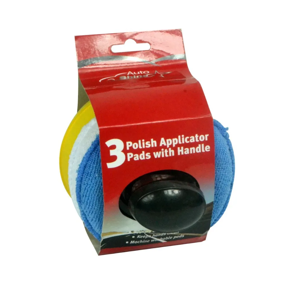 AutoShine 3 Polish Applicator Pads with Handle for apply remove wax