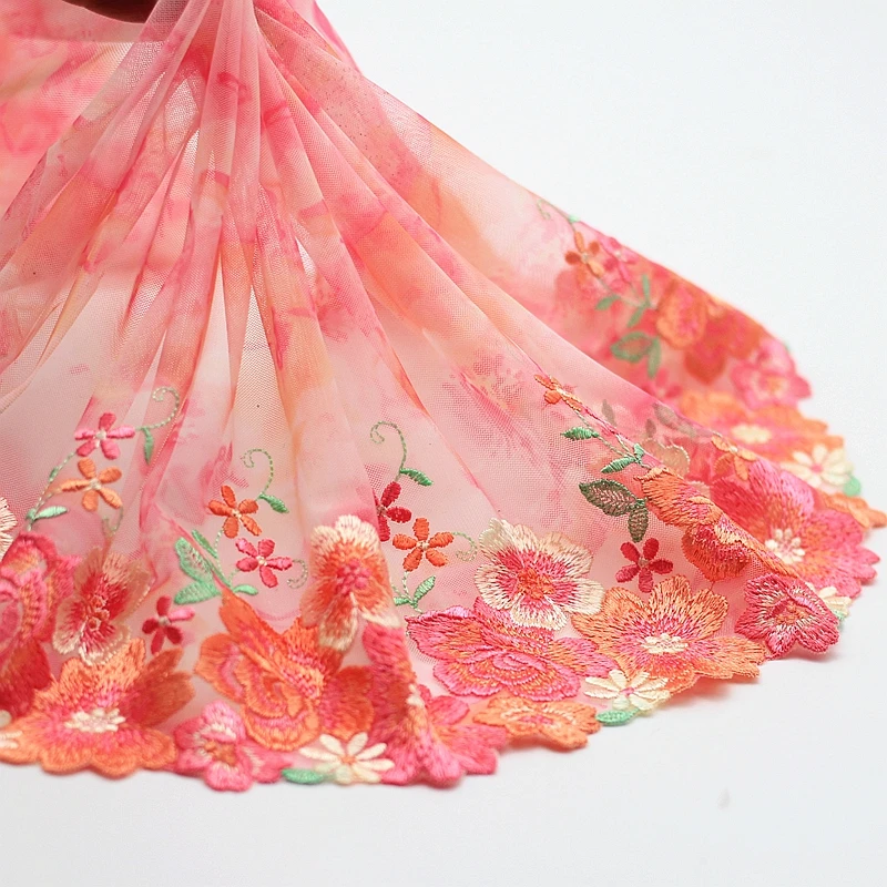 2y/Lot Exquisite Embroidered Lace Trim Pink Fabric Quality Ribbon DIY Craft&ampSewing Dress Clothing Accessor | Дом и сад
