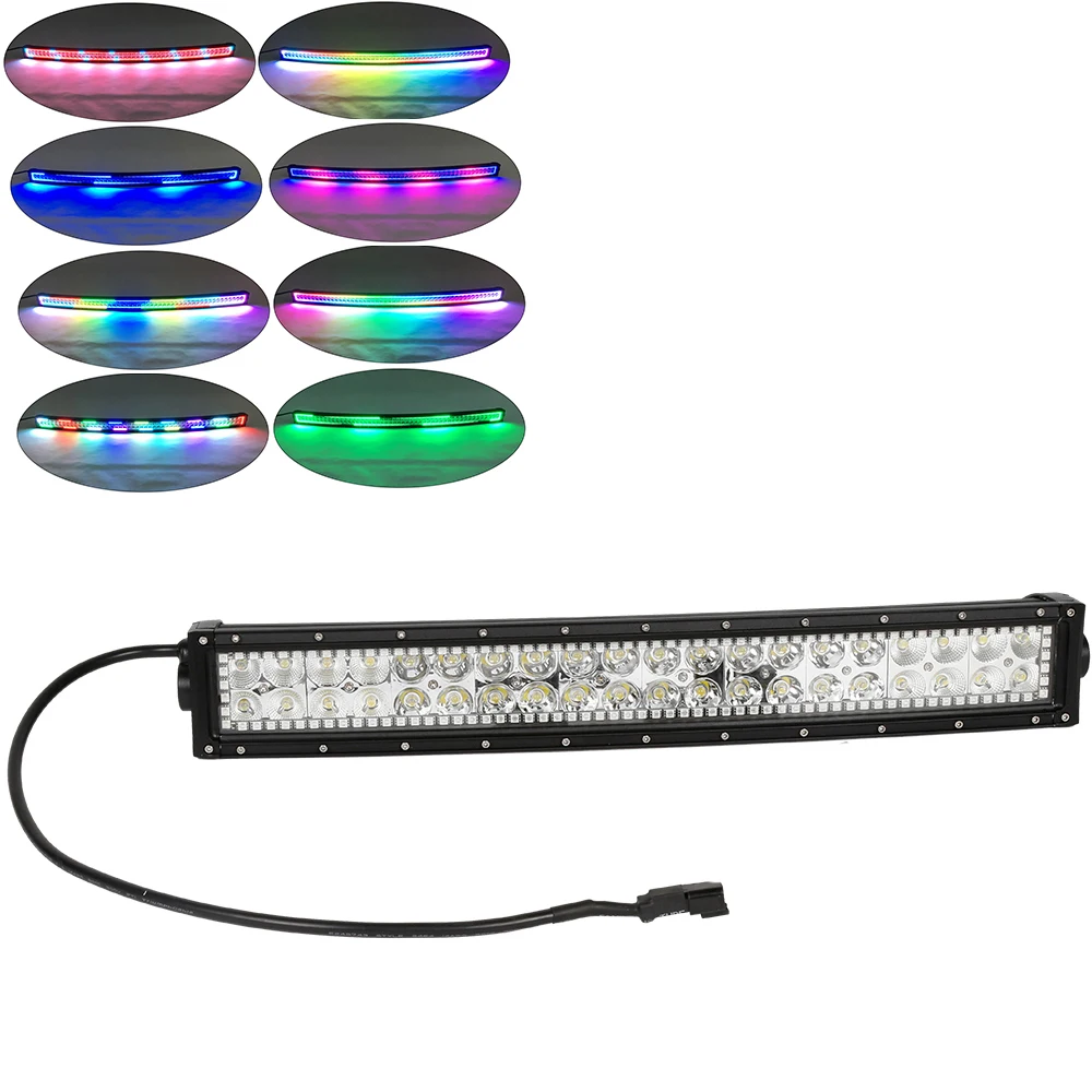 

Nicoko 22"120W Curved LED work Light Bar with RGB chasing color changing for Offroad 12v 24v Truck ATV SUV 4WD 4x4 Driving Lamp