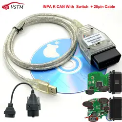 VSTM INPA K CAN с чипом FTDI FT232RQ INPA K DCAN с функцией переключения легко работает K CAN DIS SSS NCS с 20PIN кабелем для BMW