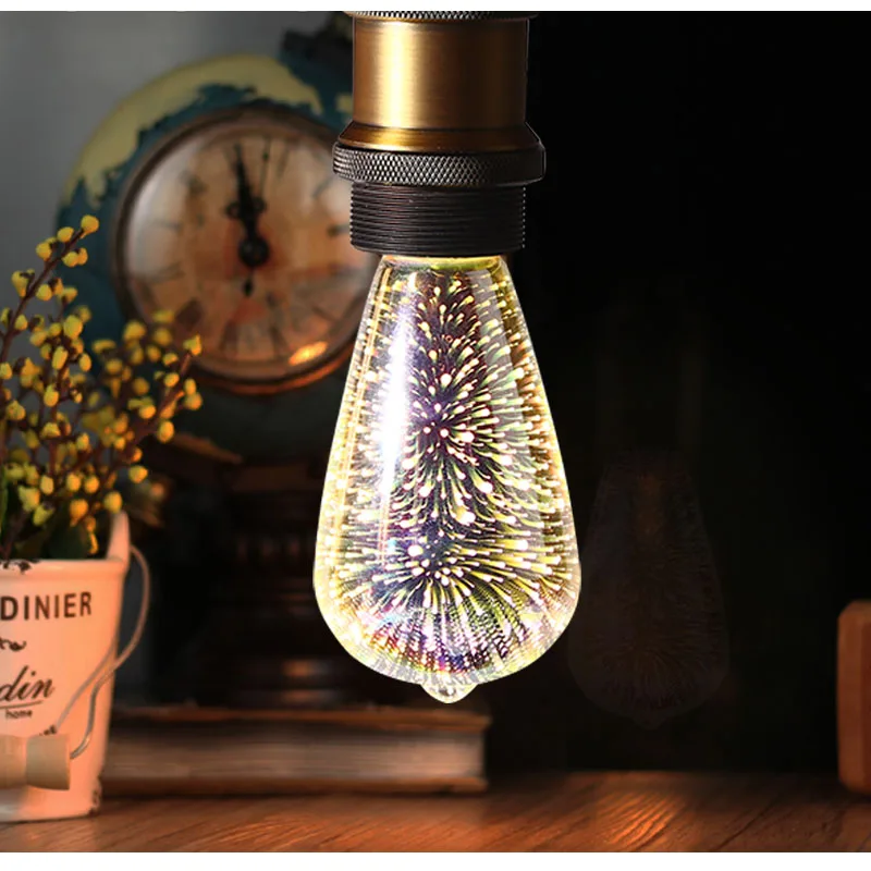 Colourful 3D Star Shine LED Edison Bulb E27 LED Lamp 220V Retro Filament Light Silver Glass Bulb 3w 5w Candle Lamparas Bombillas Colourful 3D Star Shine LED Edison Bulb E27 LED Lamp 220V Retro Filament Light Silver Glass Bulb 3w 5w Candle Lamparas Bombillas
