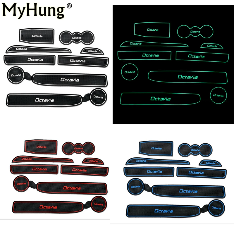 

8pcs Anti Slip Cup Sticker Gate Slot Pad Door Groove Mat For Skoda Octavia A7 2007-2015 Car Interior Styling