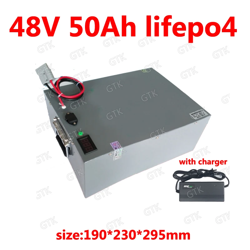 

GTK Lifepo4 battery 48v 50ah lithium with BMS for 1500W 2000W bateria Circuit board tricycle motor boat car scooter + 5A charger