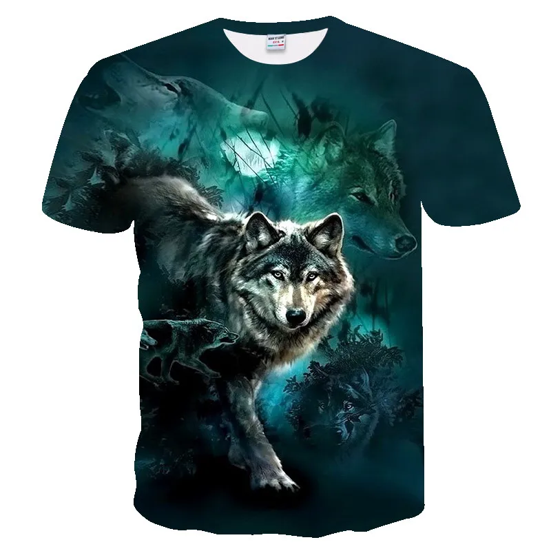 

2019 New 3d t shirt Wolf print T-shirt Men women Tshirt Novelty Animal Tops Tees Male Short Sleeve Summer O-Neck EU Size xxs-4xl