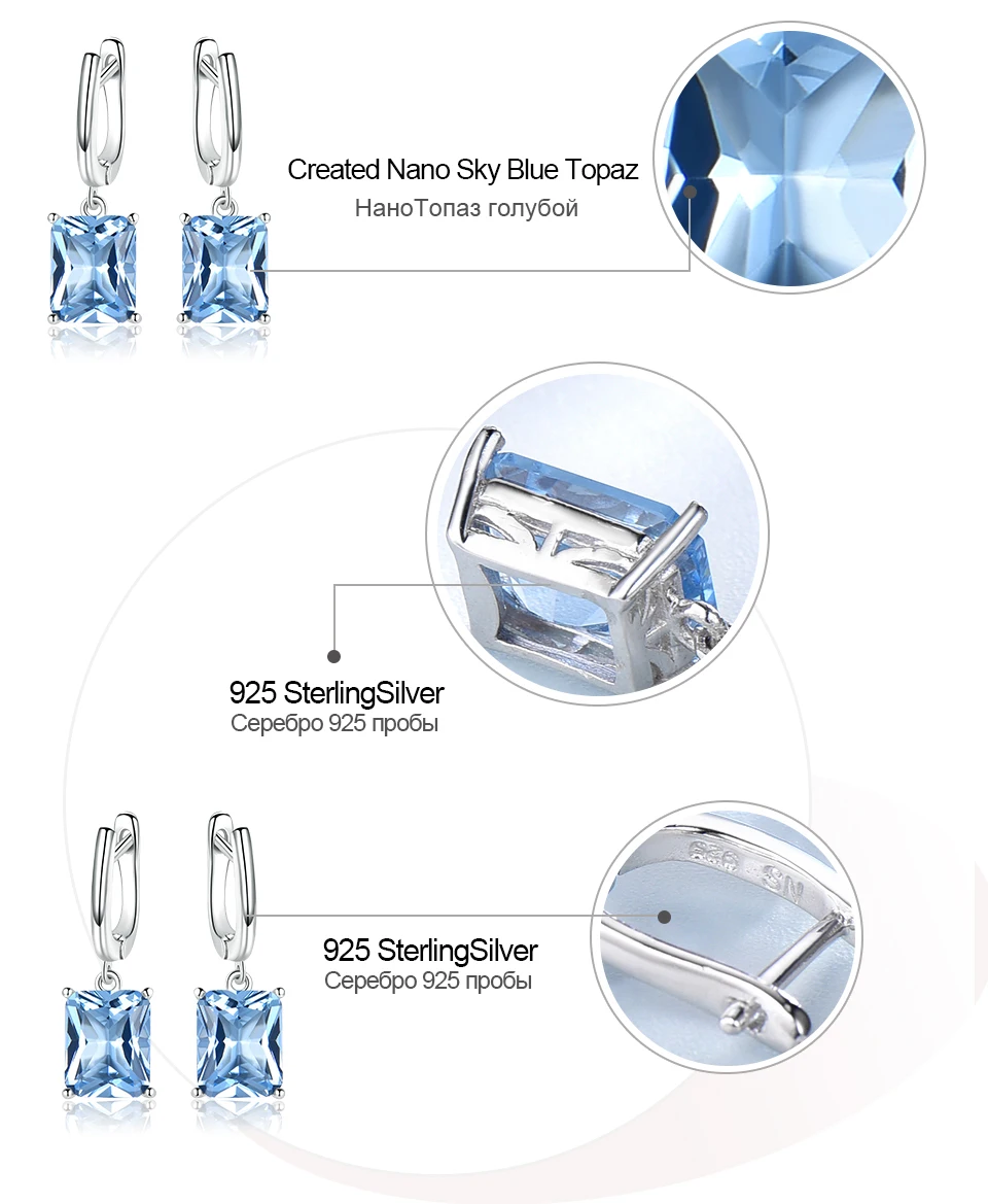 UMCHO Nano Blue Topaz Висячие серьги для женщин из натуральной 925 пробы серебра Романтические Свадебные обручальные драгоценные камни хорошее ювелирное изделие подарок