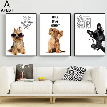 

Baby Infant Kid Toddler's Room Decoration Cool Puppy Dog Canvas Print Never Give Up Quote Printing Animal Wall Pictures Poster