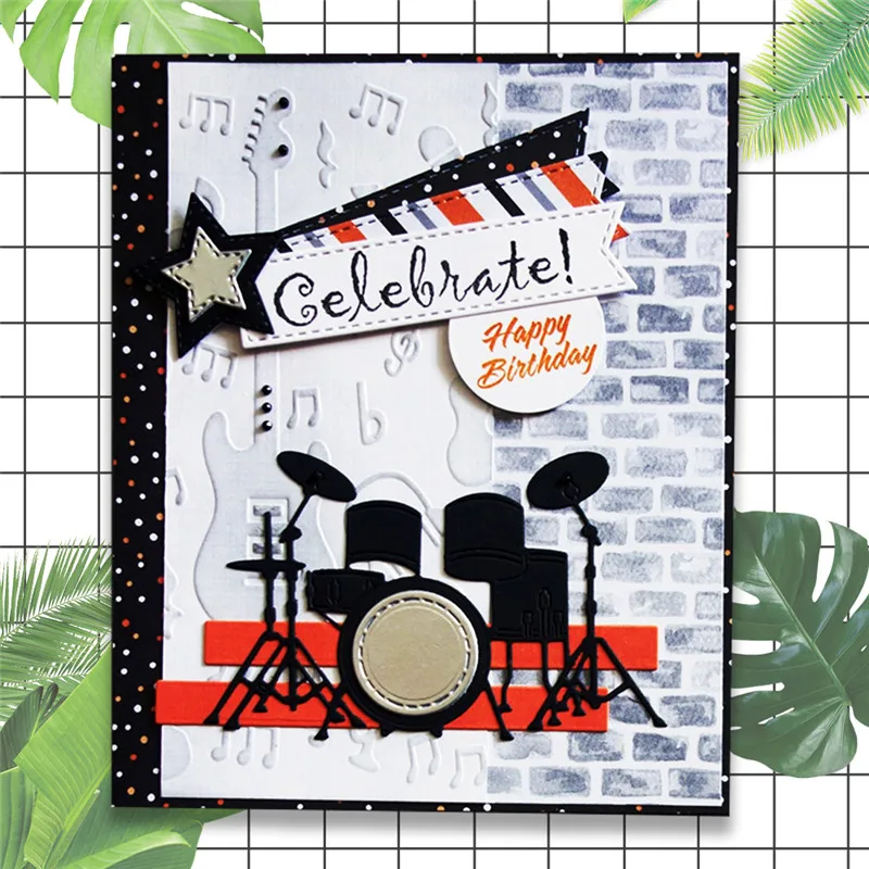 

DiyArts Drum Kit Music Dies Metal Cutting Dies for Card Making Scrapbooking Album Embossing Stencil Craft New 2019 for Dies