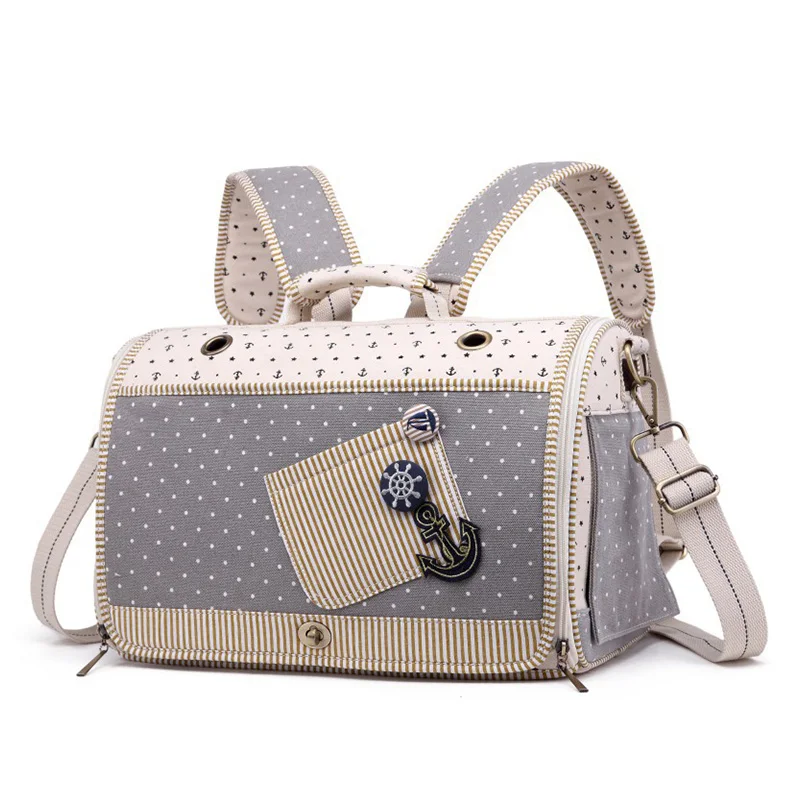 

Canvas Small Pet Cat Dog Backpack Travel Carrier Tote Bag Outdoor Foldable Yorkie Dog Transport Box Carrying Bag With Fan