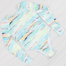 Купальник женский цельный купальник с длинным рукавом плюс размер купальники женский сексуальный принт Купальники цельные купальники костюм