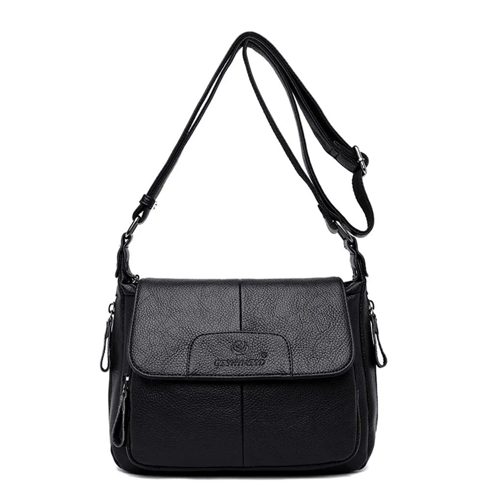 Soft Leather Luxury handbags Women bags Designer Shoulder bags for women crossbody bag purses and handbags Sac a main femme - Цвет: Black