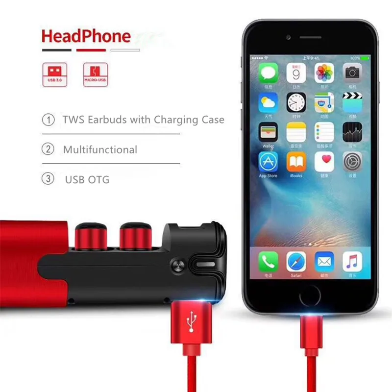 HAAYOT беспроводные наушники Bluetooth с микрофоном TWS стерео бас в ухо Handsfree для Xiaomi Samsung