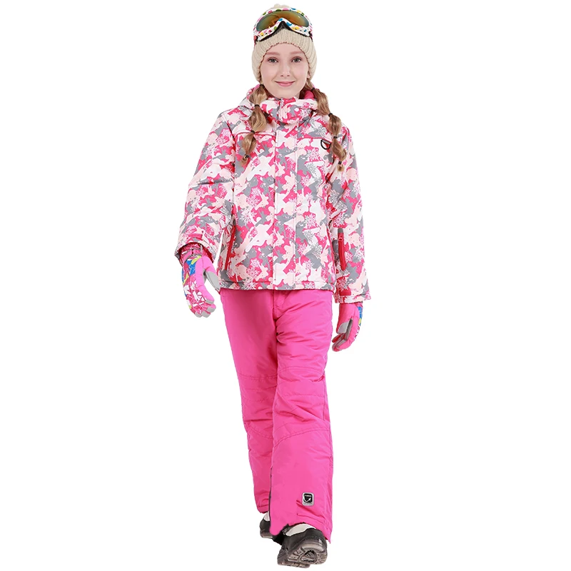 

Mioigee 2019 Winter Outdoor Ski Jacket Pants Set Waterproof Snowboard Jacket Outerwear Sport Suits for Girls Children Clothes