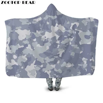 

Simple Fashion Throw Hooded Blanket Fleece Soft Home Adult Camouflage 3D Print Office Quilts Bedding Car Travel Bedroom Wearable