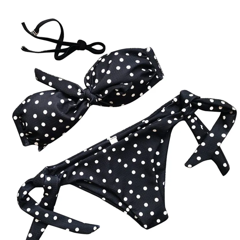 Women Swimsuit Sexy Dot Printed Bikini Set Push-Up Padded Bow Swimwear Swimsuit Women Summer 2018 Beachwear NEW #2J97 (10)