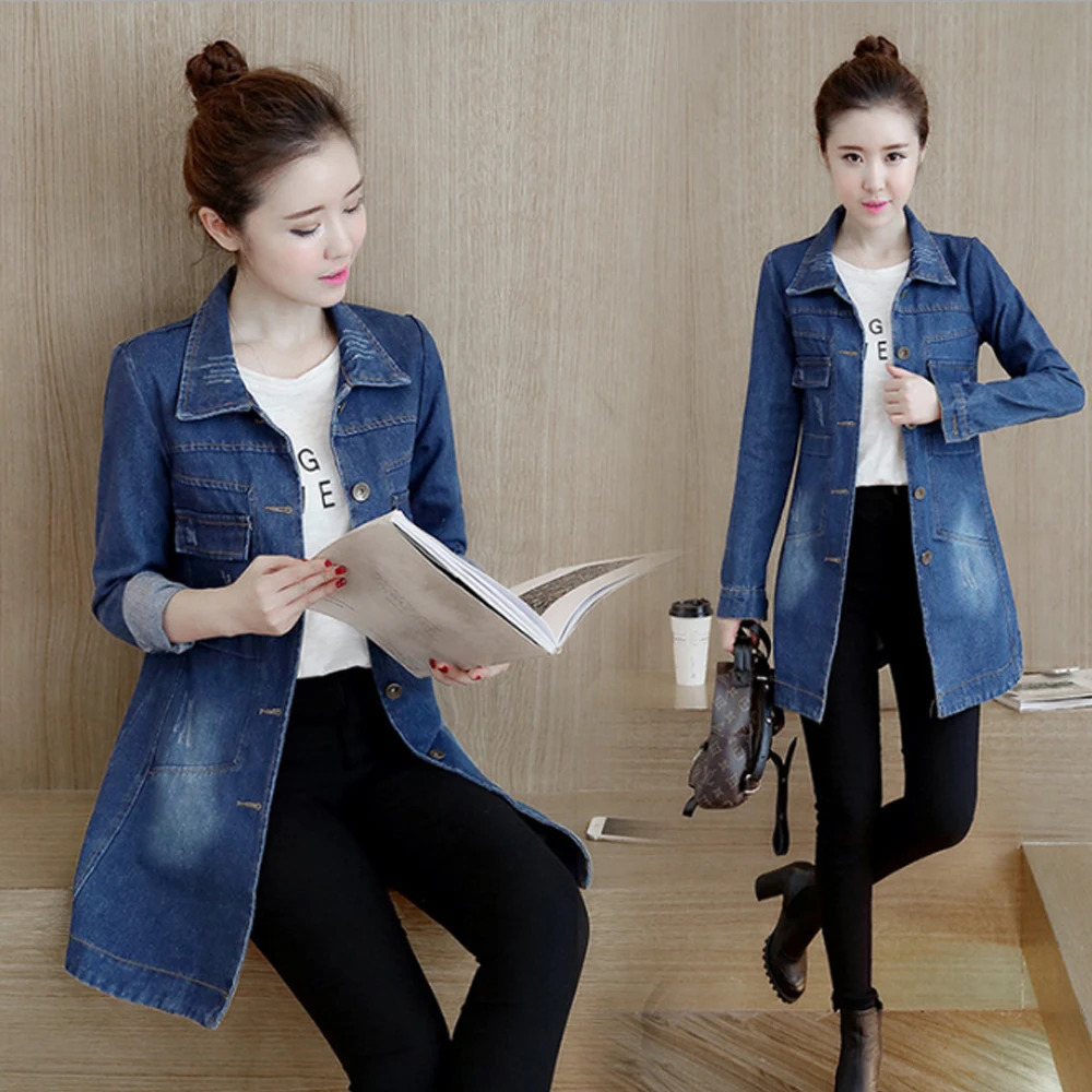 Spring and autumn new style Korean version of the long-sleeved denim jacket Fashion denim jacket