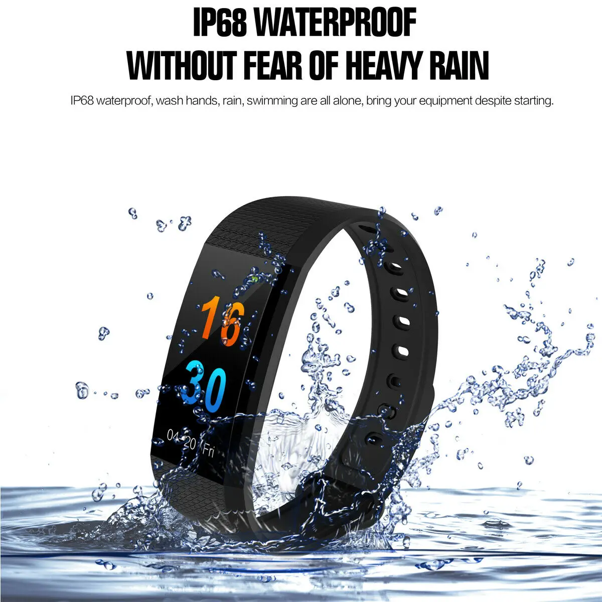 

Bluetooth IP68 Waterproof Fitness Smart Wristbands Activity Tracke Heart Rate Sport Bands