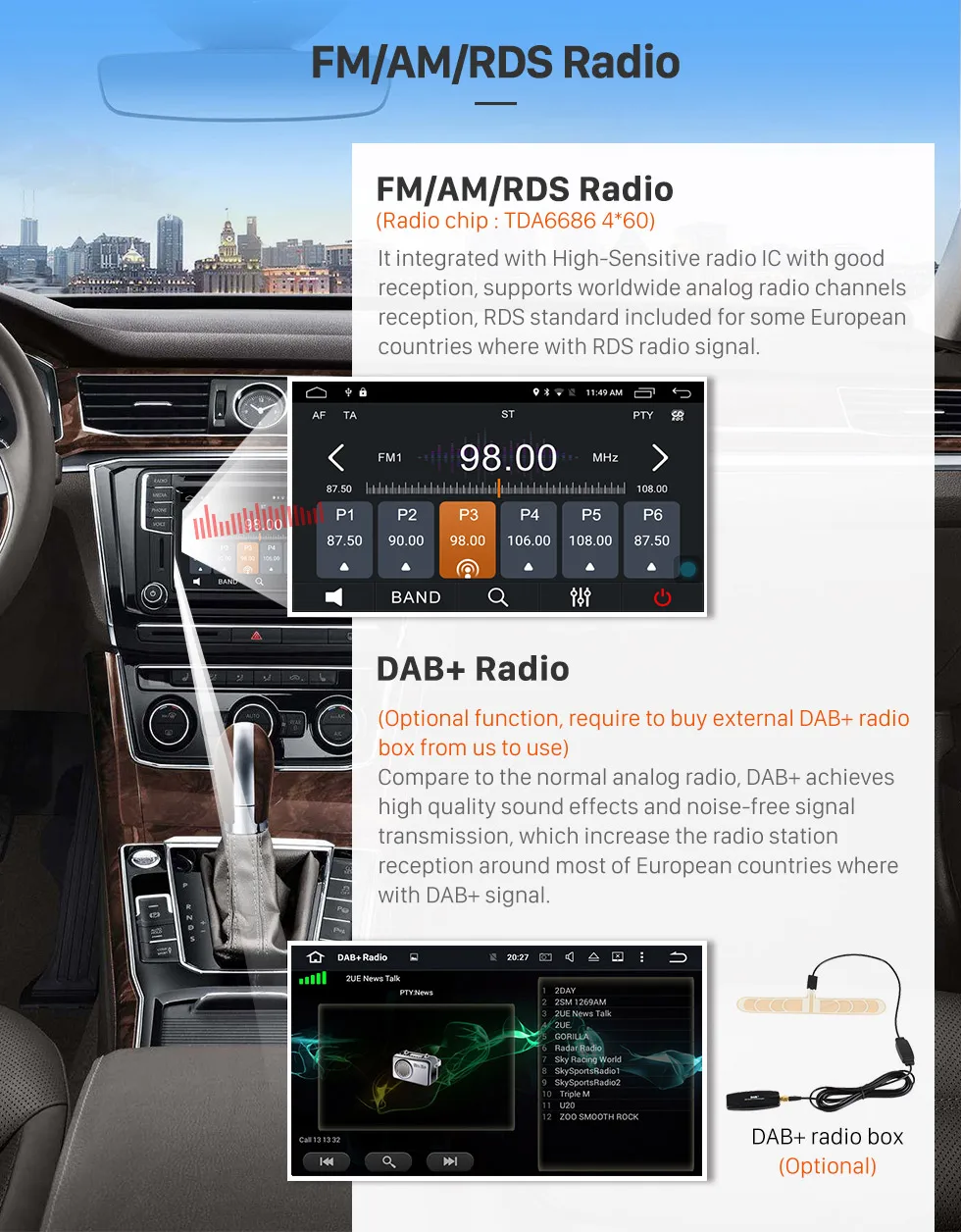 Seicane Android 6.0 HD Touchscreen Car Radio For 2002-2007 CHRYSLER 300C DVD Player GPS Navigation System Bluetooth Phone Music WIFI Support Digital TV DVR USB DAB+ OBDII Steering Wheel Control Backup Camera