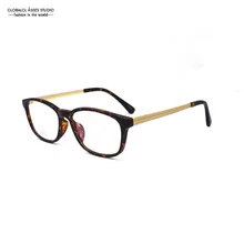 Super Light Big Lens Acetate Eyeglasses Women Demi on Gold Color for Students and Officer Prescription