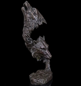 

Copper decoration Fine Buddha Brass Best Selling Double Head Bronze sculptures of the Bronze Wolf animal figurines Pure Statue