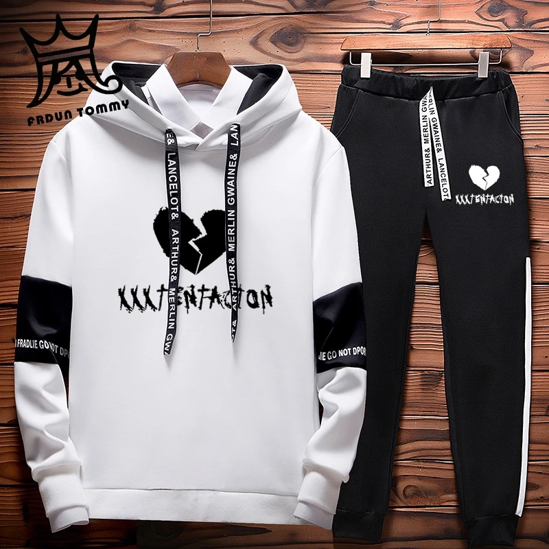 

2019 Autumn/Winter XXXTentacion Revenge Kill Hip Hop Hoodies Sweatshirts And Sweatpants Men Two Piece Set Hooded Suit Velvet