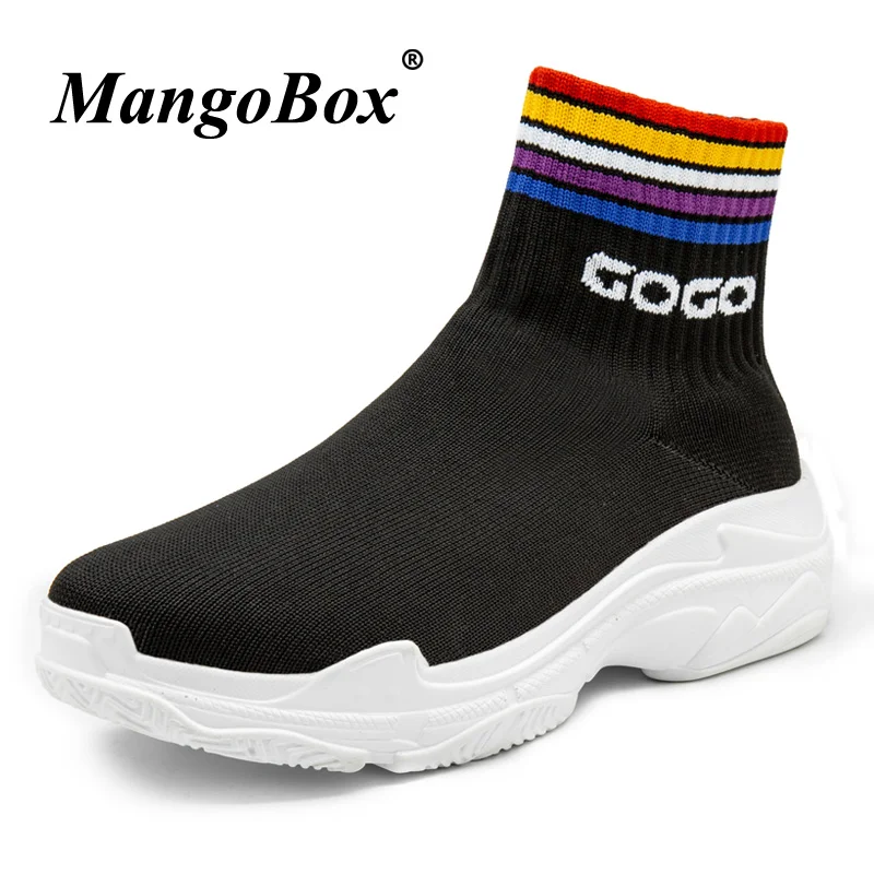 High Top Womens Designer Shoe Autumn Winter Women Running Shoes Black/Red Sock Sneaker Women Thick Soled Ladies Walking Sneakers