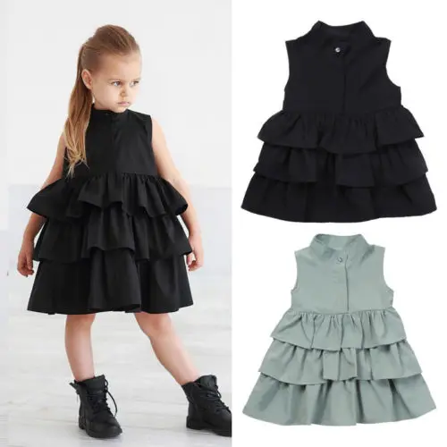 Новые стильные многослойные платья для малышей нарядное детское платье-пачка с рюшами для маленьких девочек, пышная одежда без рукавов для девочек возрастом от 1 года до 6 лет, Лидер продаж