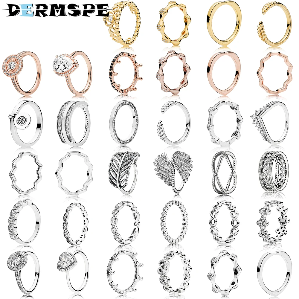

2018 New 100% 925 Sterling Silver Magic Crown Ring 187087NCK Fashion Stack Wear Joint Ring Female Designer Jewelry Luxury Ring