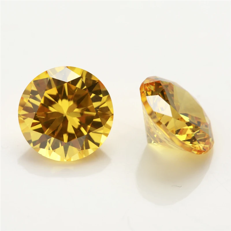 

500PCS 0.8mm~4.0mm Round Shape Loose CZ Stone Golden Yellow Color AAAAA Cubic zirconia Synthetic Gems For Jewelry DIY Stone