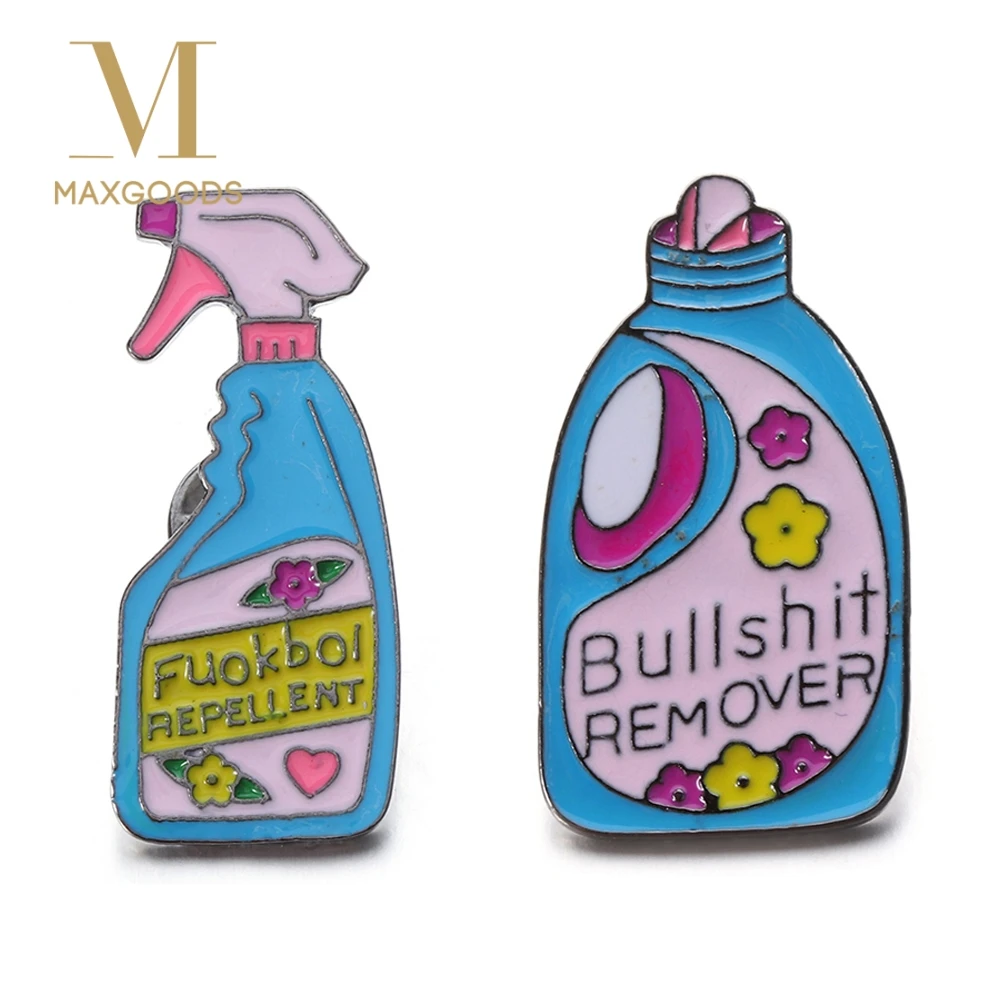 

1/2 Pcs Pins and brooches Bullshit remover,XX repellent funny detergent spray pin set Badge Enamel pin