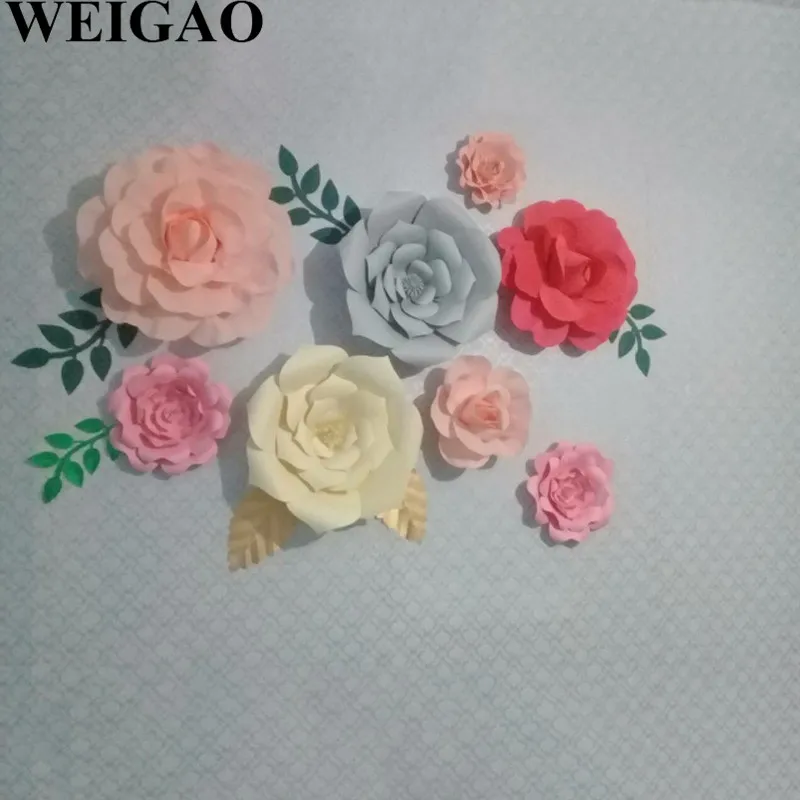 WEIGAO 20/30/40cm DIY Giant Paper Flowers Rose Artificial Flowers Wedding Decoration Arch Flower Wall Backdrop Baby Shower Decor