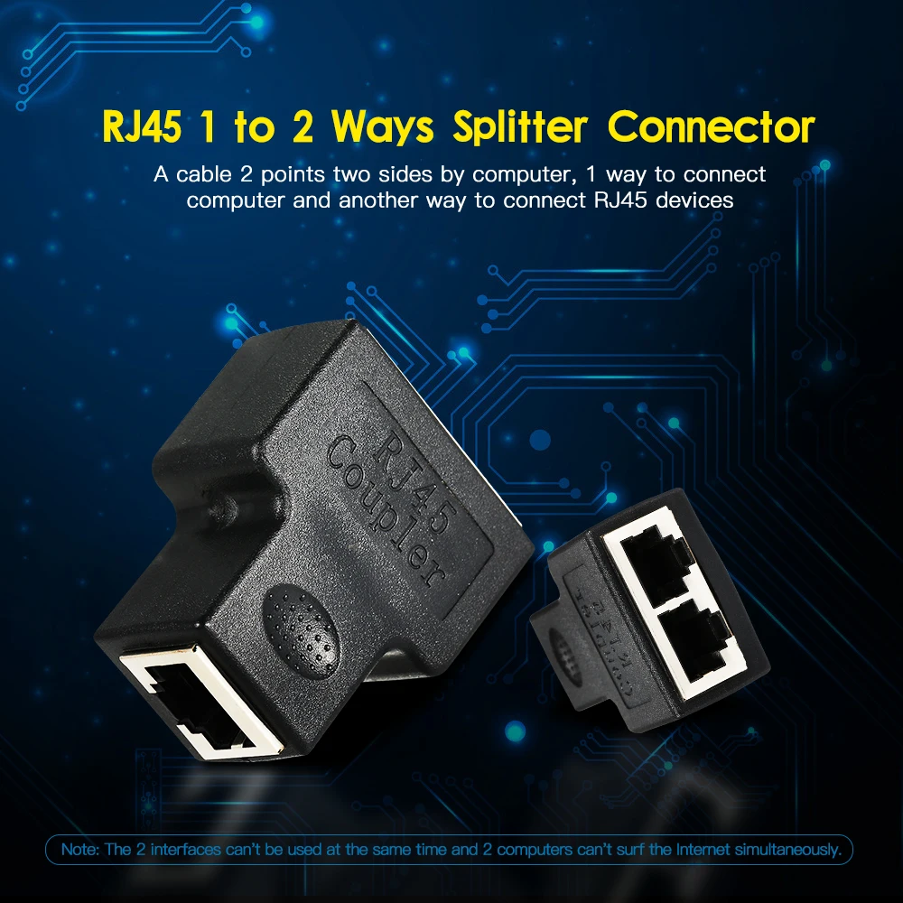 Разветвитель RJ45 с 1 на 2 гнездовыми портами для CAT 5/CAT 6/CAT 7|Компьютерные кабели и