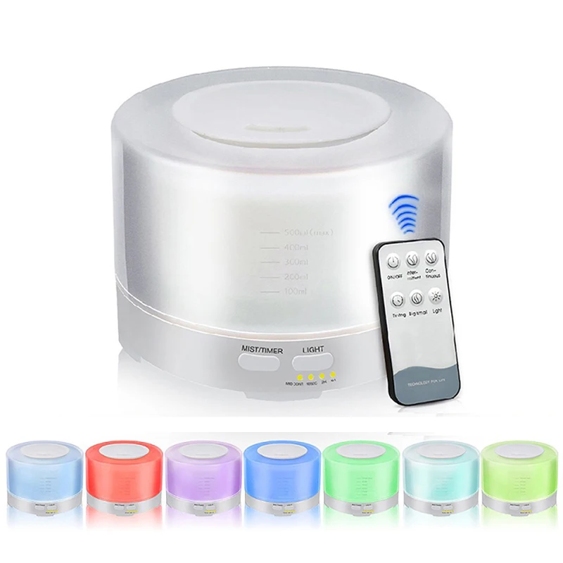 

500ML Aromatherapy Essential Oil Aroma Diffuser With Remot Control Ultrasonic Air Humidifier LED Lights Aromatherapy Diffuser