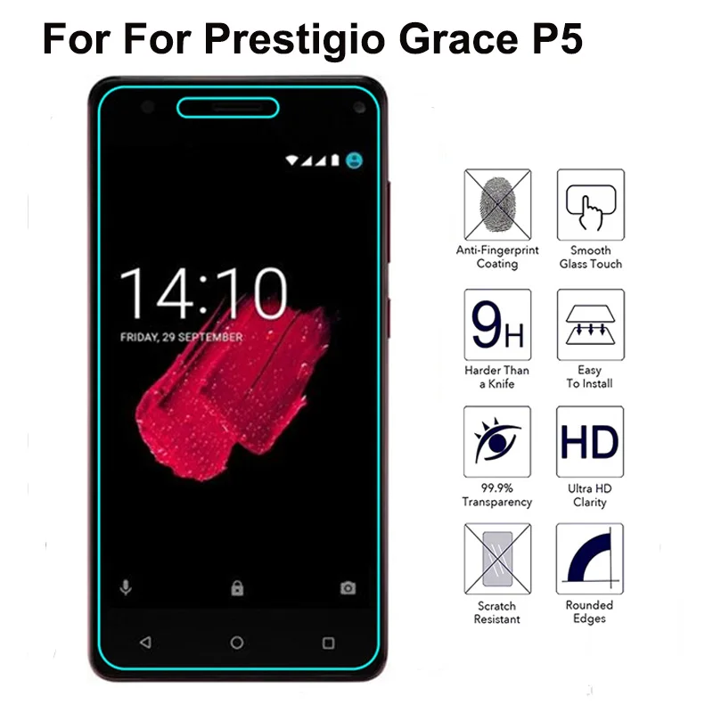 

Prestigio Grace P5 Tempered Glass Safety Protective Film 9H Front Phone Screen Protector On PSP5515DUO P 5 PSP 5515 PSP5515 5.0"