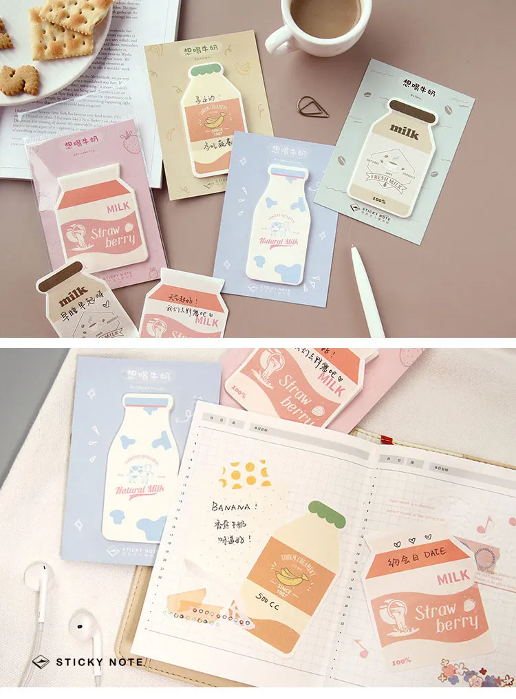 Хотите пить молоко серии Memo pad стикеры портативный наклейки для записей Sticky diy офисные школьные канцелярские 30 простыни детские