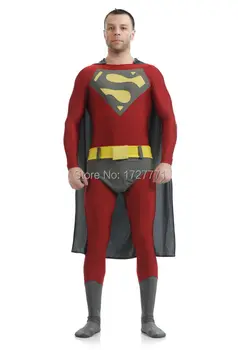 

(LS7259)Red And Gray Tights Unisex Cheap Superman Fetish Zentai Suits Superhero Halloween Costume