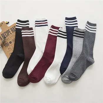 

Winter long socks for women solid color students socks warm soft knitted socks 1 pair