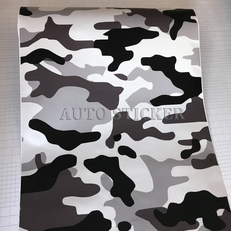Euro Hot Black white gray camo vinyl wraps 4