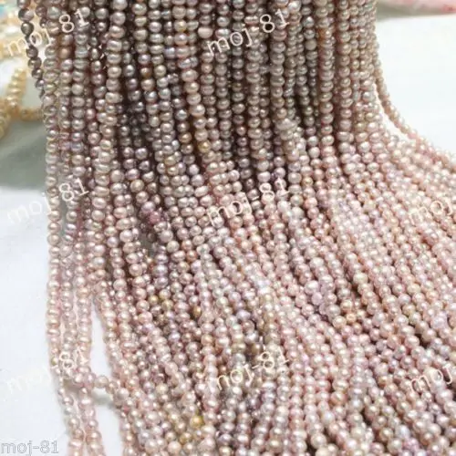5 Strands 6-7mm Purple Natural Real Freshwater Pearl Roundel loose Beads 15"