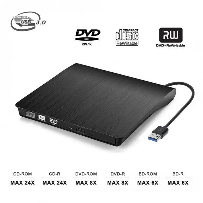 USB 3,0 тонкий внешний DVD RW CD Привод высокоскоростной портативный для портативных ПК