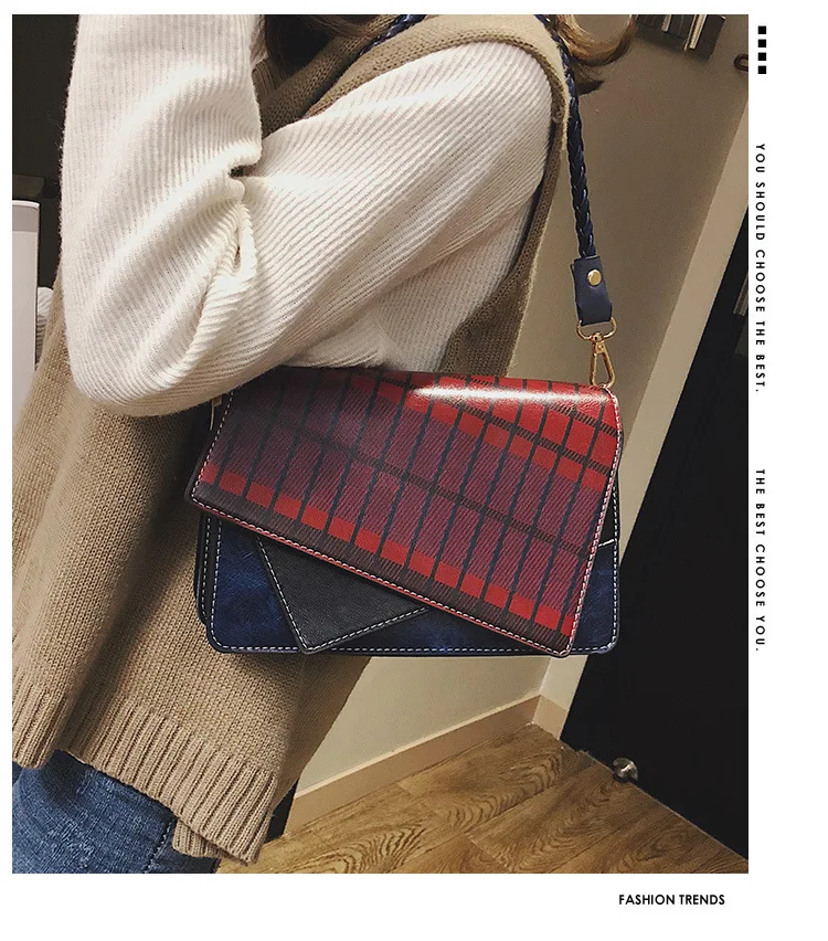 

Small Bag Woman Tide Lattice Single Shoulder Package All-match Cable Satchel Weave Portable Small Square Package
