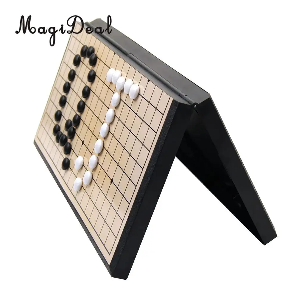 MagiDeal Magnetic Go Game Set with Single Convex Magnetic Plastic Stones Set Go Board for Outdoor Camping Hiking Travell Access