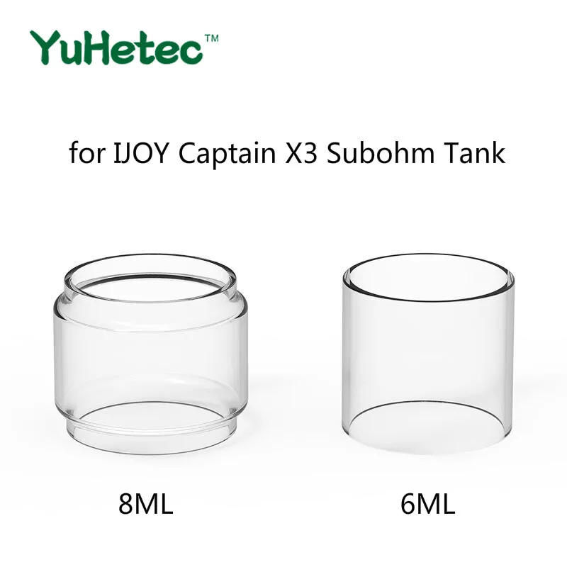 

5PCS Original YUHETEC Replacement Glass TUBE for IJOY Captain X3 Subohm Tank 8ml/6ml