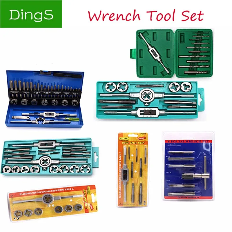 

Tap and Die Set NC Screw Thread Plugs Taps Wrench Multi-function Manual Screw Taping Cutting Adjusting Tools Kit Set