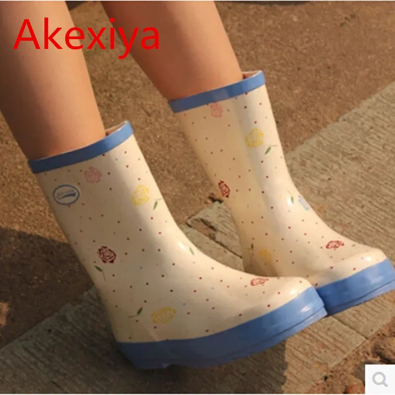 Akexiya 2017 New Fashion Jelly Rain Boots Non slip Rubber Boots Tall