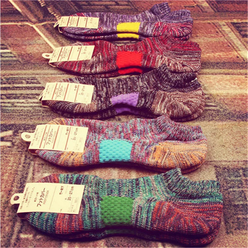 

Hot sale! men's socks 5pairs/lot colorful Combed Cotton Man and male Bold lines short socks