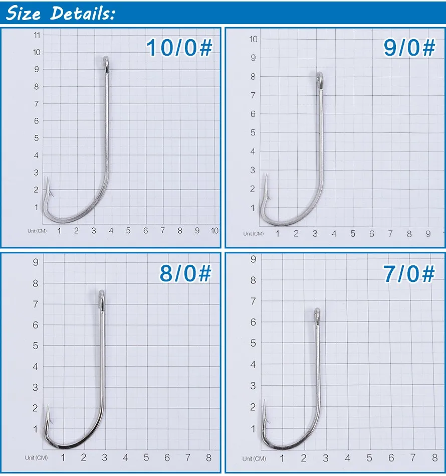 Размеры 7/0 8/0 9/0 10/0 Нержавеющая сталь удлиненное крюк Большой Размеры Троллинг джиг одинарный крючок осьминог приманка такелаж крюк запасных частей