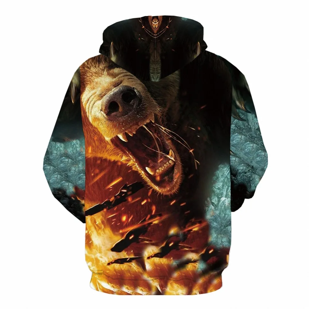 KYKU 3d Hoodies Bear Sweatshirts men Animal Hoodie Print Russia Hoody Anime Flame Sweatshirt Printed War Hooded Casual Unisex