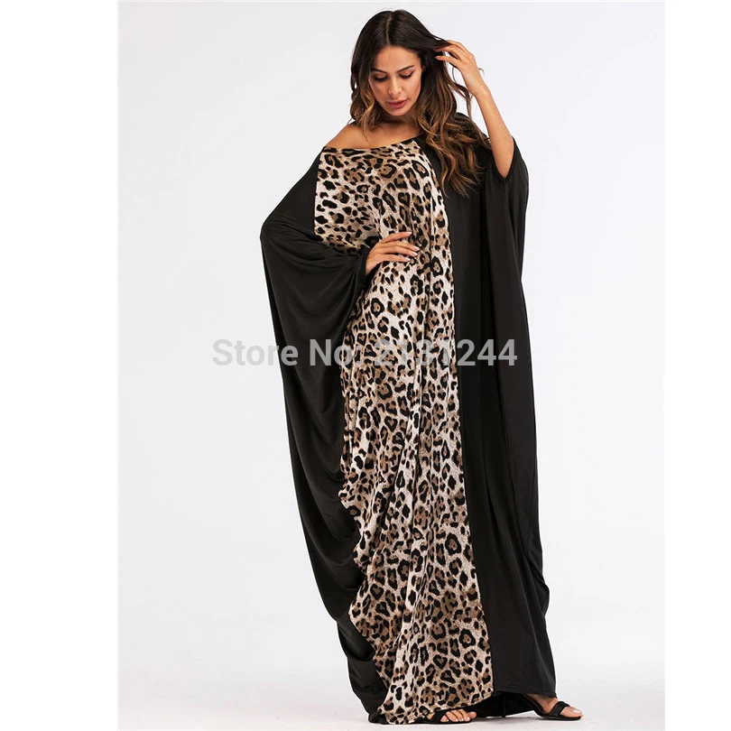 Женское длинное платье с леопардовым принтом Abaya мусульманское макси в стиле